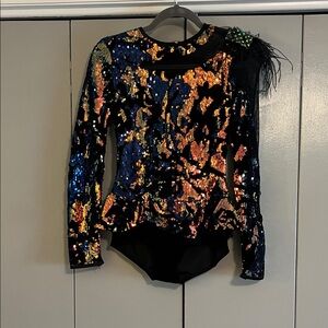 Weissman Black and Gold Sequin Leotard